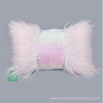 Ins long hair stitching sequined waist pillow